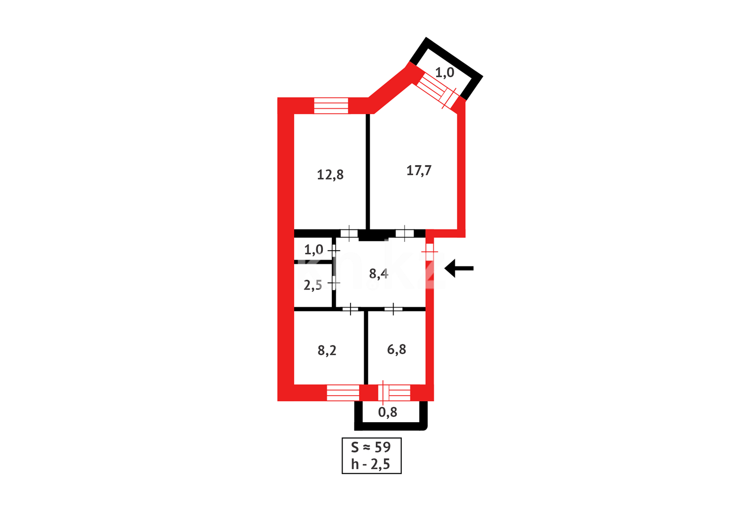 Продажа 3-комнатной квартиры, 59 м² - Недвижимость в Караганде - страница 10 фото 24 из 24
