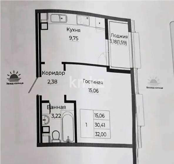 Продажа 1-комнатной квартиры, 33 м² в Астане