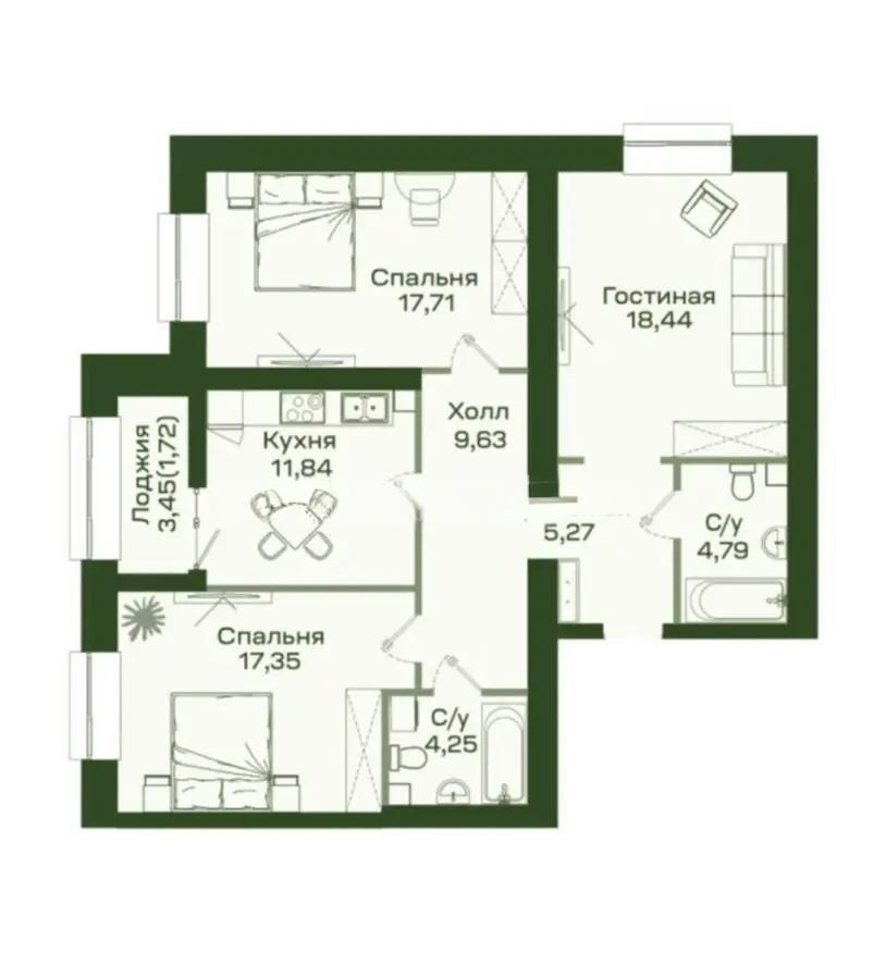 Продажа 3-комнатной квартиры, 91 м² - Продажа трехкомнатных квартир от собственников в Астане - страница 3 фото 1 из 1