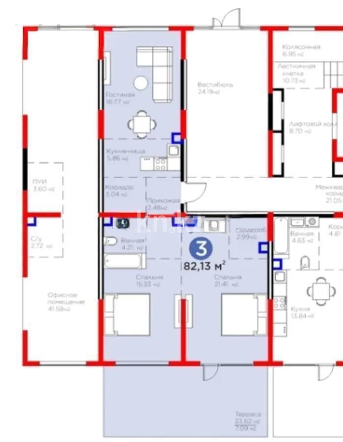 Продажа 3-комнатной квартиры, 82.13 м² - Продажа квартир в Турксибском р-не Алматы фото 4 из 4