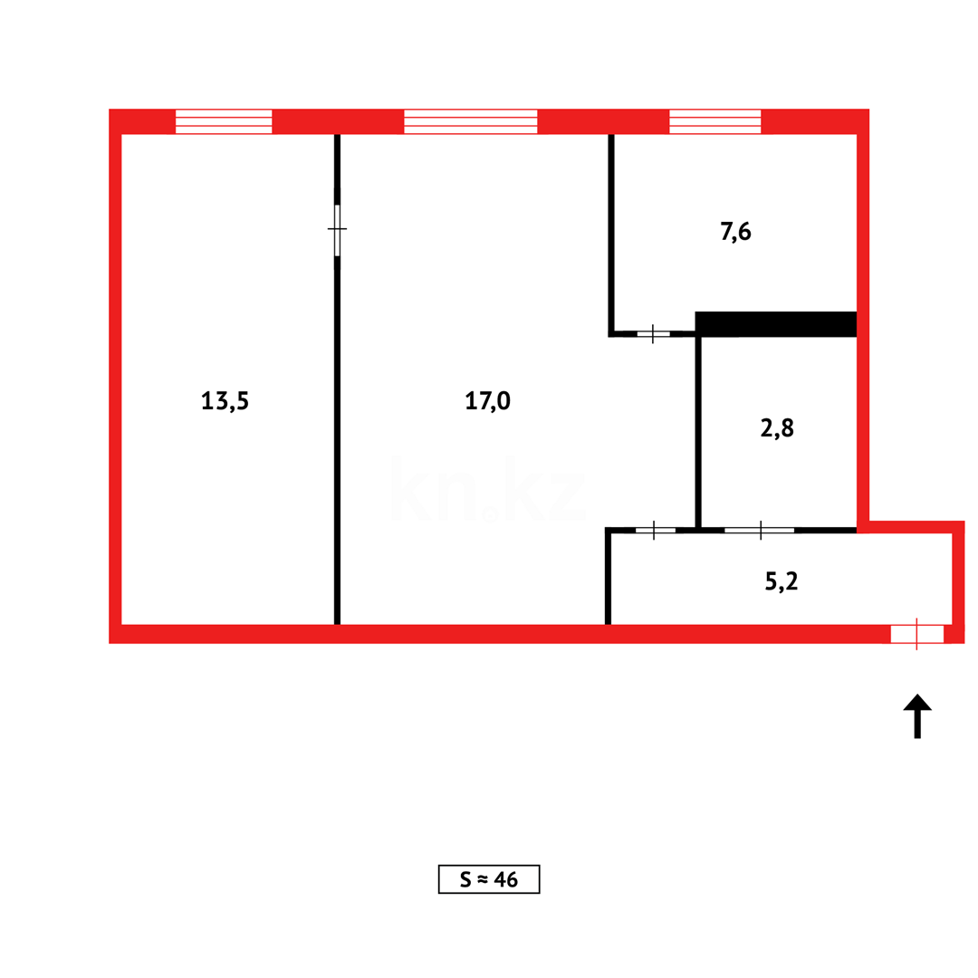Продажа 2-комнатной квартиры, 46 м², ул. Абая в Темиртау - фото 12