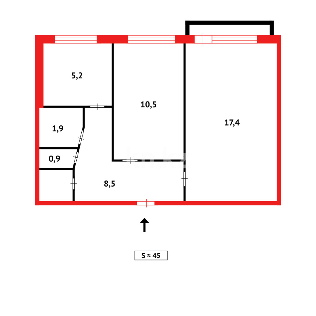 Продажа 2-комнатной квартиры, 44 м², мкр-н 7-й в Темиртау - фото 15