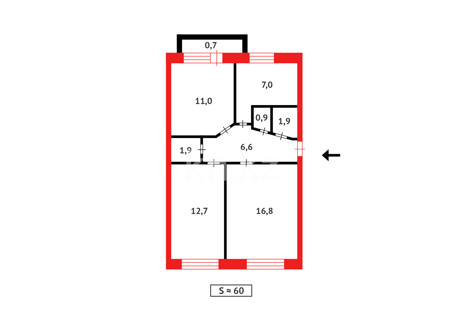 Продажа 3-комнатной квартиры, 59.5 м² в Астане - фото 9