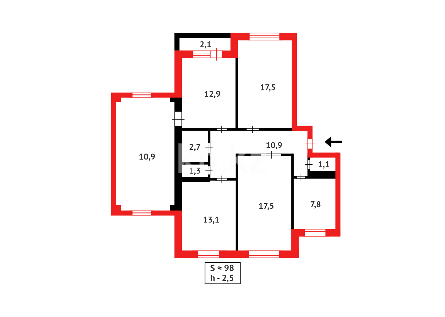 Продажа 4-комнатной квартиры, 97 м², мкр-н 8-й в Темиртау - фото 22