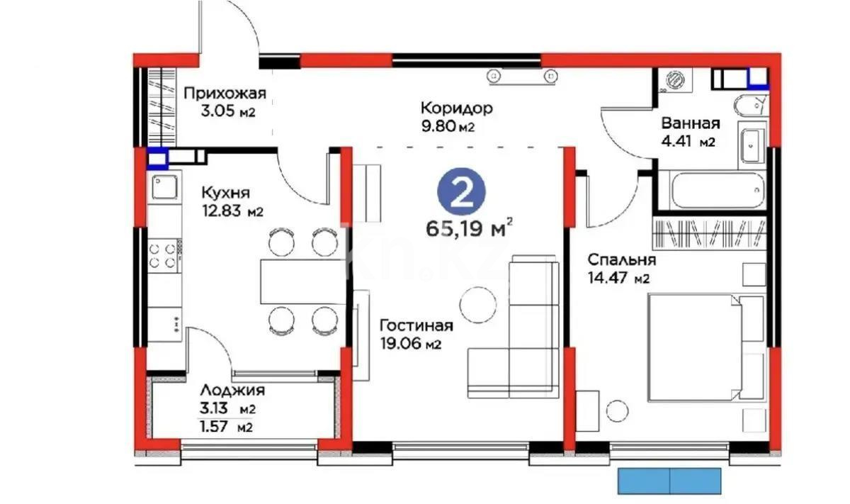 Продажа 2-комнатной квартиры, 65.5 м², ул. Ботакоз, дом  2/1 - Продажа  двухкомнатных квартир в Алматы фото 1 из 1