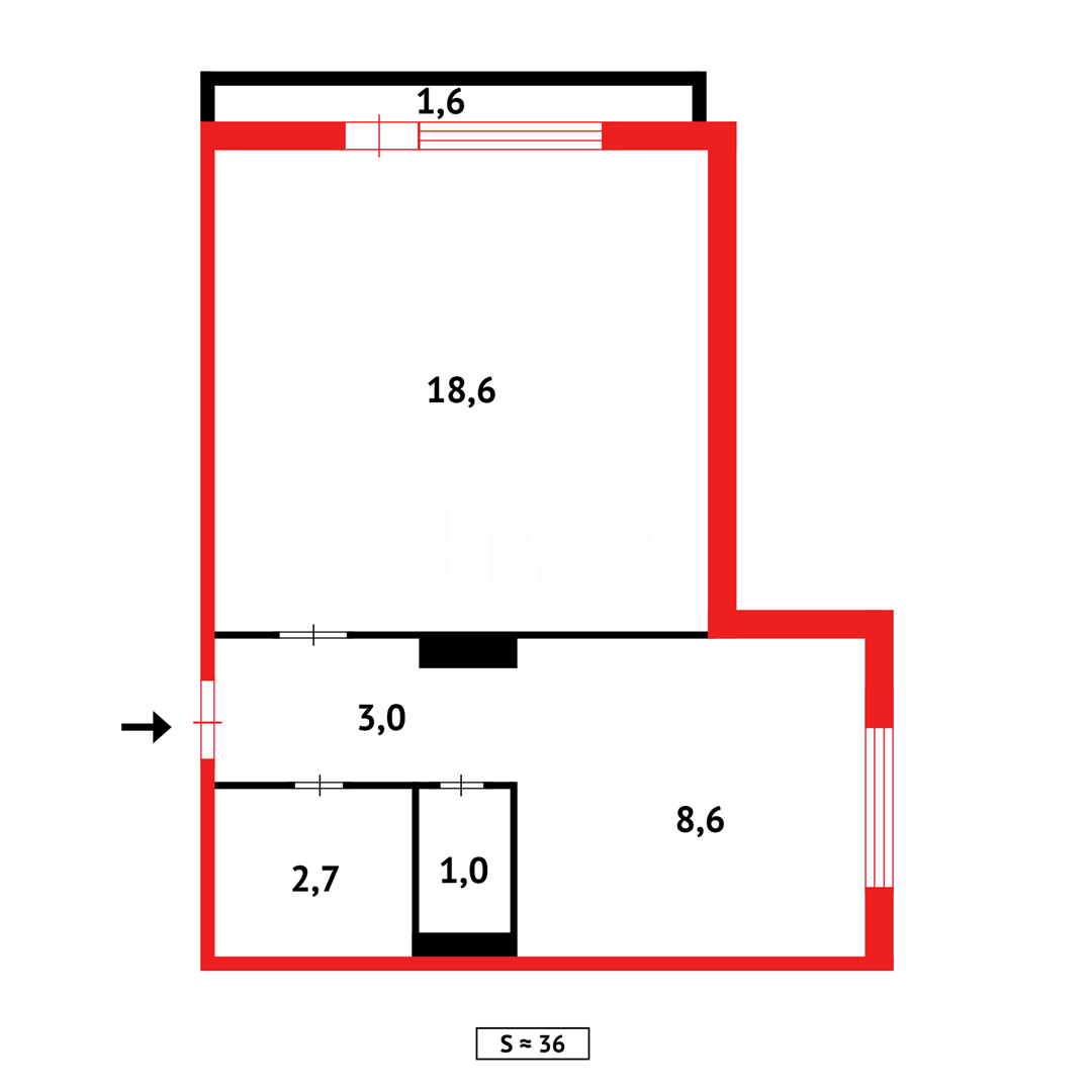 Продажа 1-комнатной квартиры, 36 м², мкр-н Степной-3 - Продажа  однокомнатных квартир в Караганде с фото фото 5 из 5