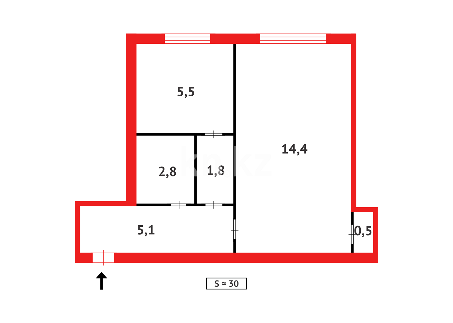Продажа 1-комнатной квартиры, 30 м² - Продажа однокомнатных квартир в Караганде фото 7 из 7
