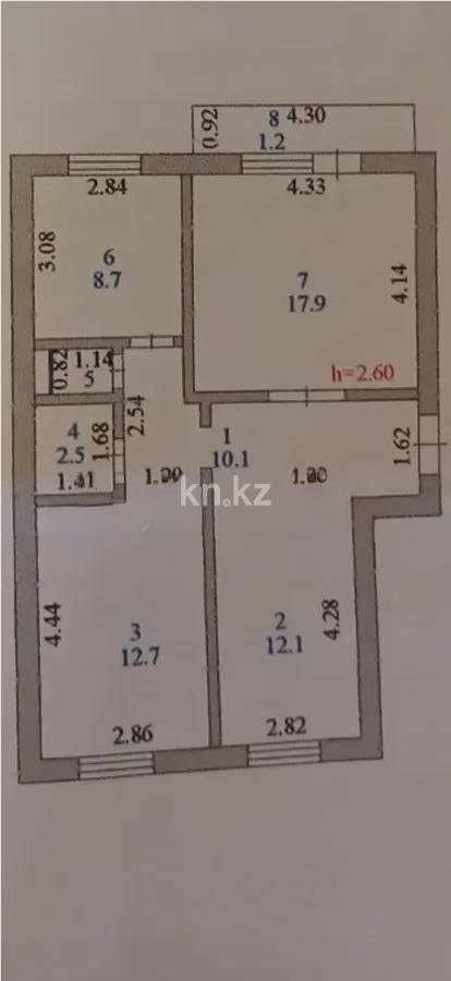Продажа 3-комнатной квартиры, 66.1 м² - Продажа трехкомнатных квартир в блочном доме в Астане фото 8 из 8