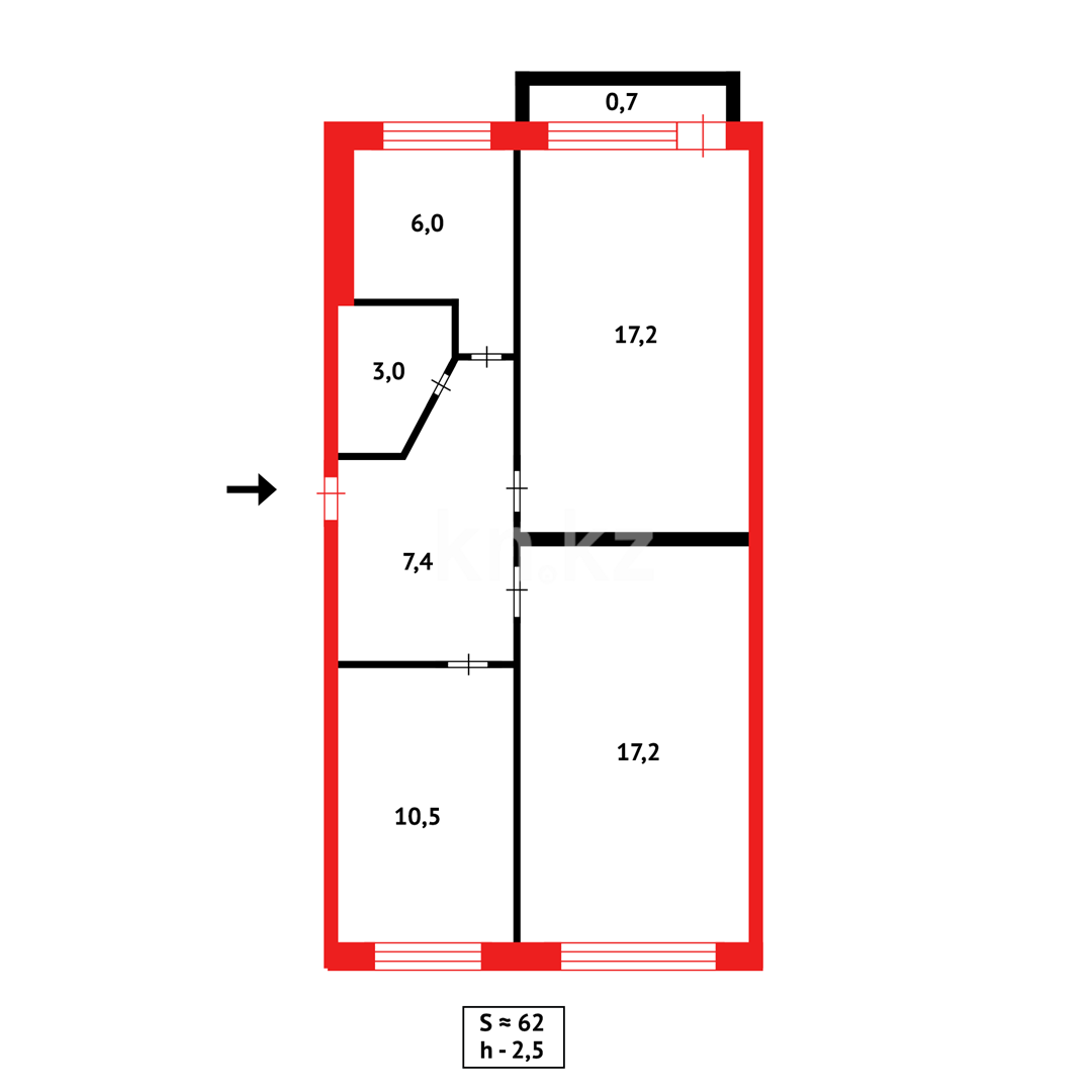 Продажа 3-комнатной квартиры, 62 м² в Караганде - фото 10