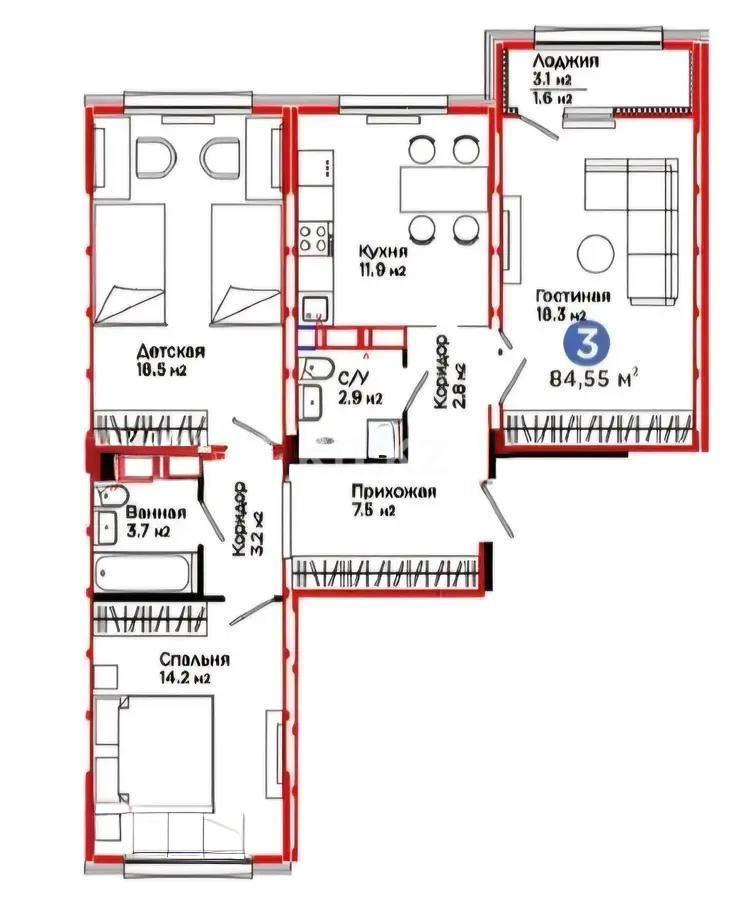 Продажа 3-комнатной квартиры, 84.5 м², ул. Е-511, дом  40 - Продажа  трехкомнатных квартир в Астане без посредников фото 2 из 2