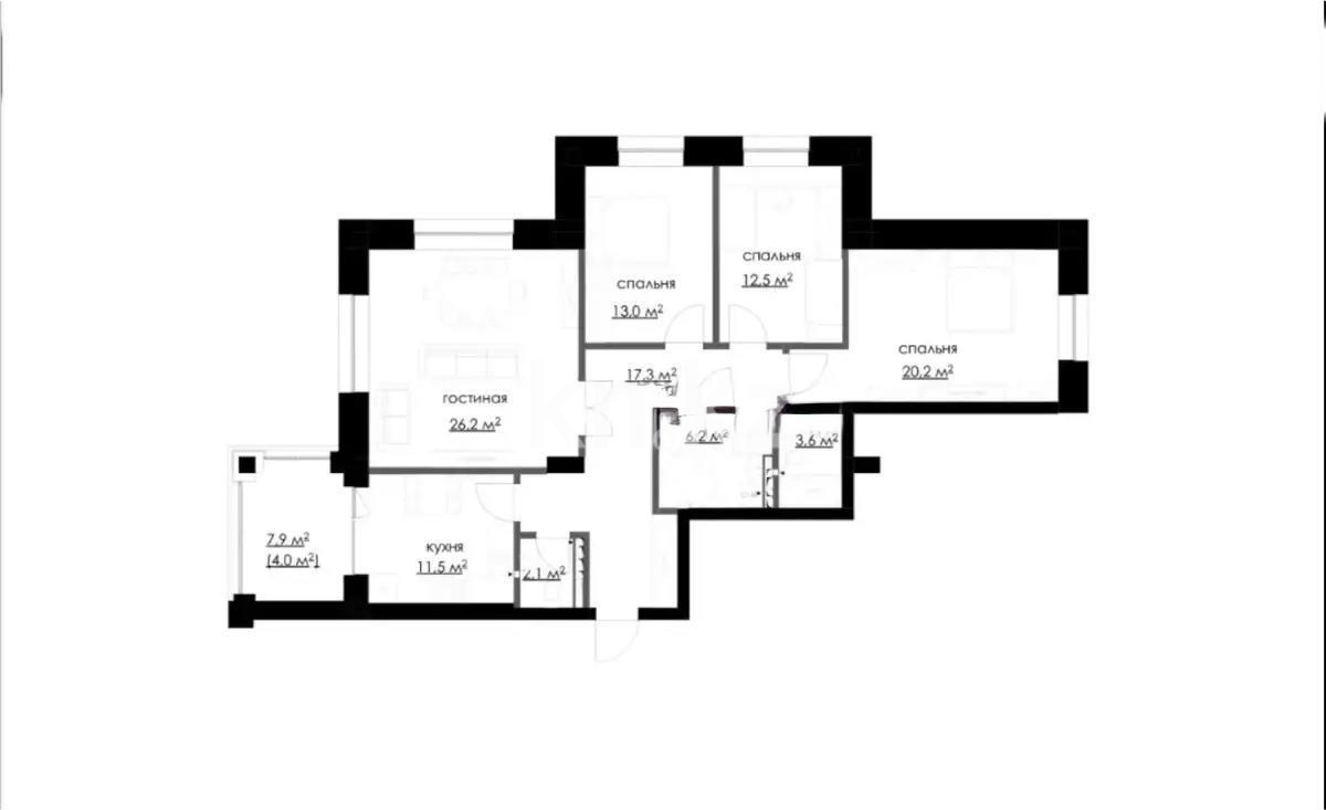 Продажа 4-комнатной квартиры, 122 м², ул. Аманжолова, дом  100 - Продажа  четырехкомнатных квартир в новостройках Караганды фото 1 из 1