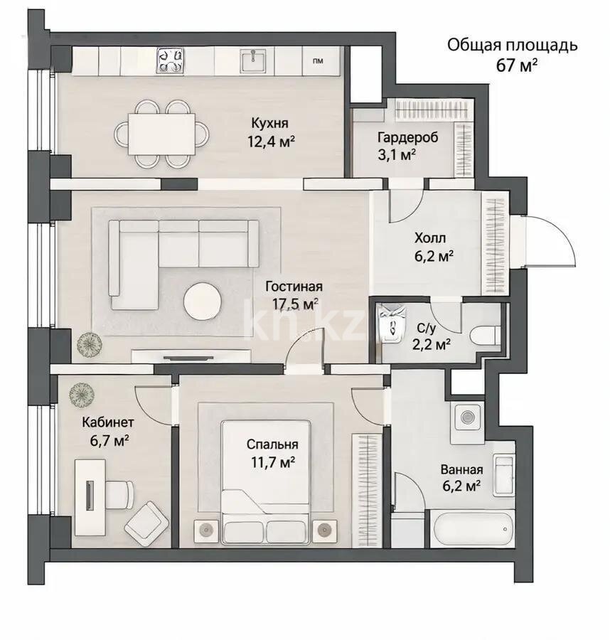 Продажа 3-комнатной квартиры, 67 м² в Алматы - фото 5