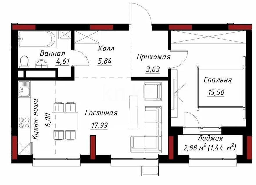 Продажа 2-комнатной квартиры, 55 м² - Продажа двухкомнатных квартир в Астане - страница 4 фото 1 из 1