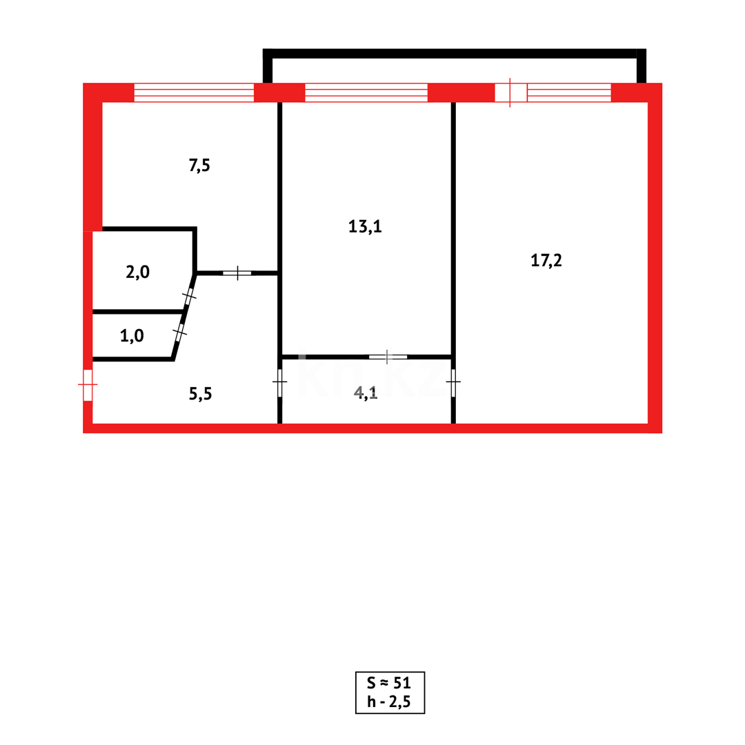Продажа 2-комнатной квартиры, 51 м², ул. Карбышева - Продажа квартир в Караганде с фото фото 11 из 11