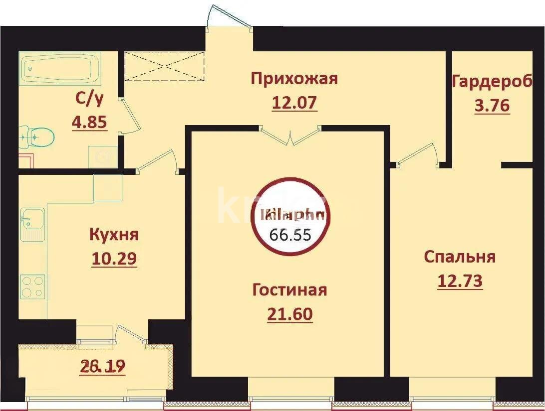 Продажа 2-комнатной квартиры, 65.5 м² в Астане - фото 6