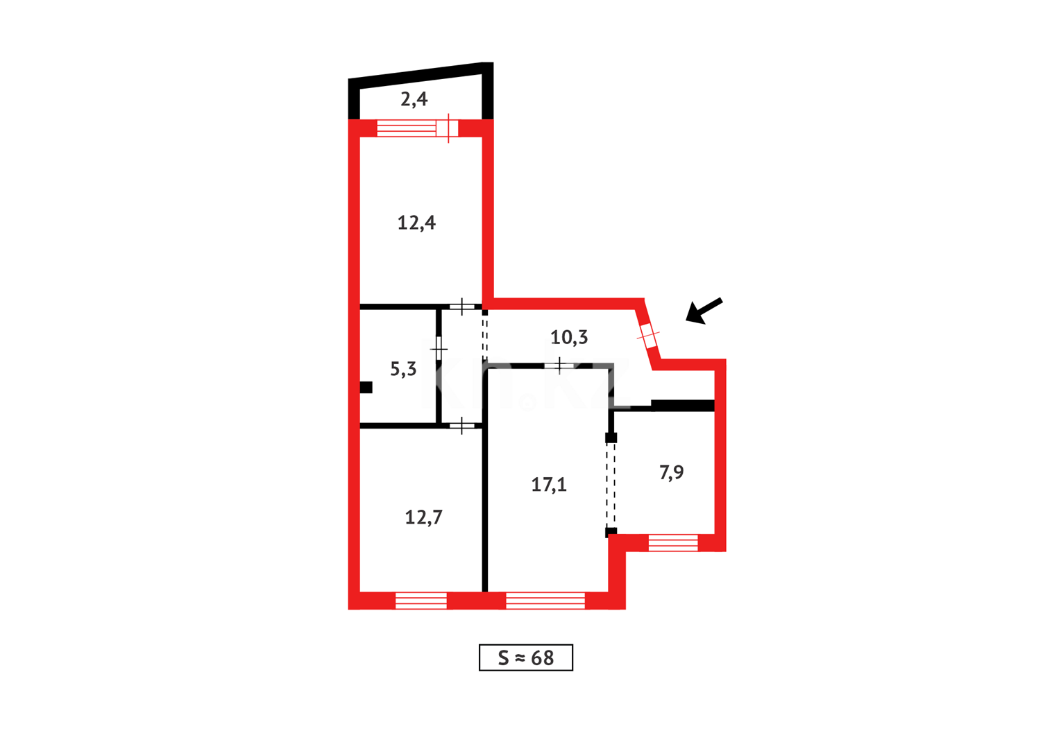 Продажа 3-комнатной квартиры, 68 м², ул. 6-й мик-н в Темиртау - фото 16