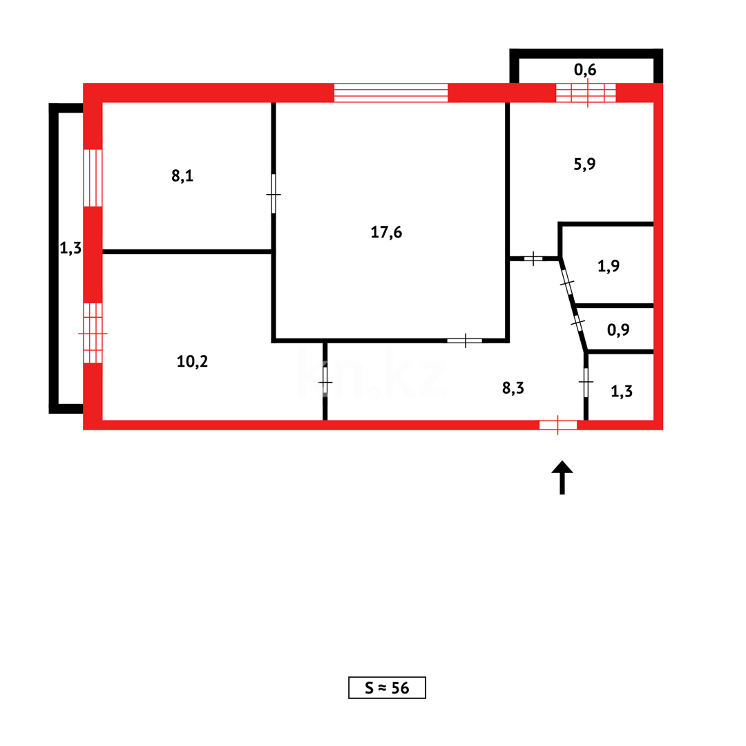 Продажа 3-комнатной квартиры, 53 м², ул. 6-й мик-н, дом  28 в Темиртау - фото 24