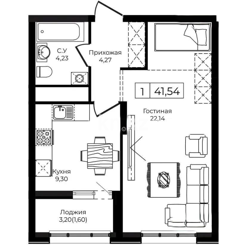 Продажа 1-комнатной квартиры, 41 м², ул. Анет баба, дом  4 - Продажа квартир в Астане без посредников фото 1 из 1