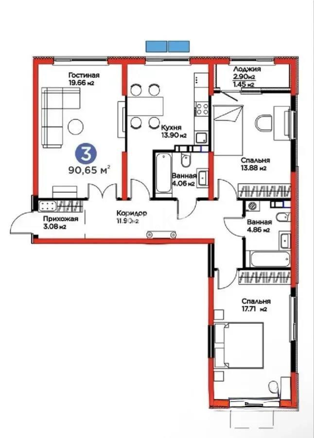 Продажа 3-комнатной квартиры, 91 м² - Продажа недвижимости в Казахстане - страница 25 фото 3 из 3