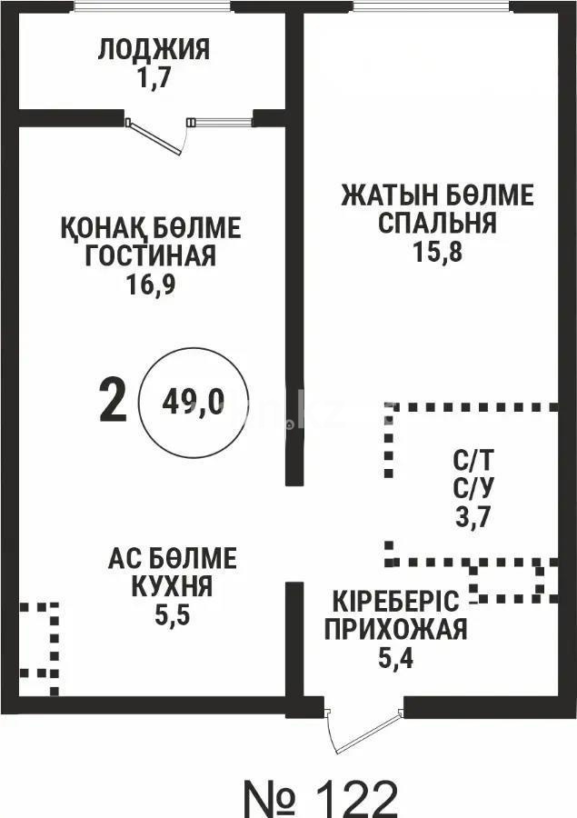 Продажа 2-комнатной квартиры, 49 м², пр. Райымбека, дом  210 - Продажа  двухкомнатных квартир в новостройках Алматы без посредников фото 1 из 1