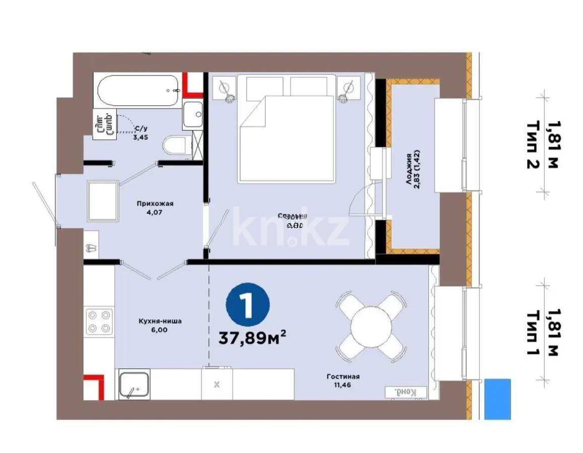Продажа 2-комнатной квартиры, 37.89 м² - Продажа недвижимости в Казахстане - страница 28 фото 1 из 1