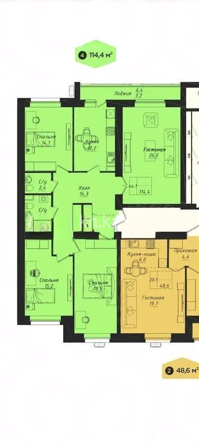 Продажа 4-комнатной квартиры, 115 м² - Продажа  четырехкомнатных квартир в новостройках Астаны - страница 2 фото 1 из 1