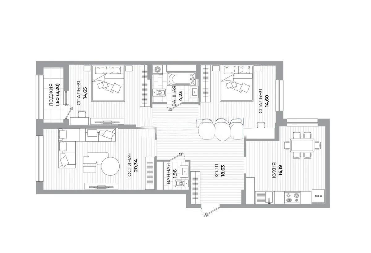 Продажа 3-комнатной квартиры, 94 м², пр. Туран, дом  39/2 стр в Астане