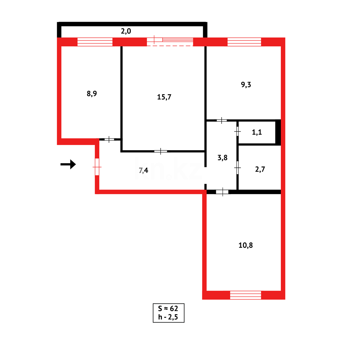 Продажа 3-комнатной квартиры, 63 м² - Недвижимость в Караганде - страница 4 фото 9 из 9