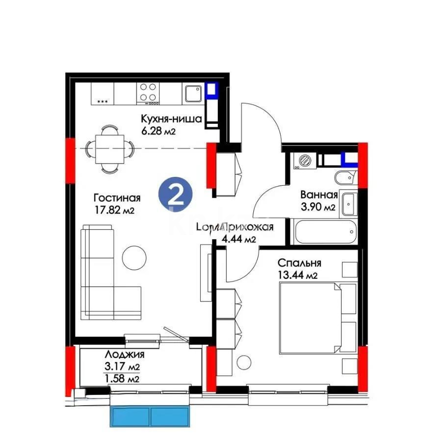 Продажа 2-комнатной квартиры, 47 м² в Астане - фото 6