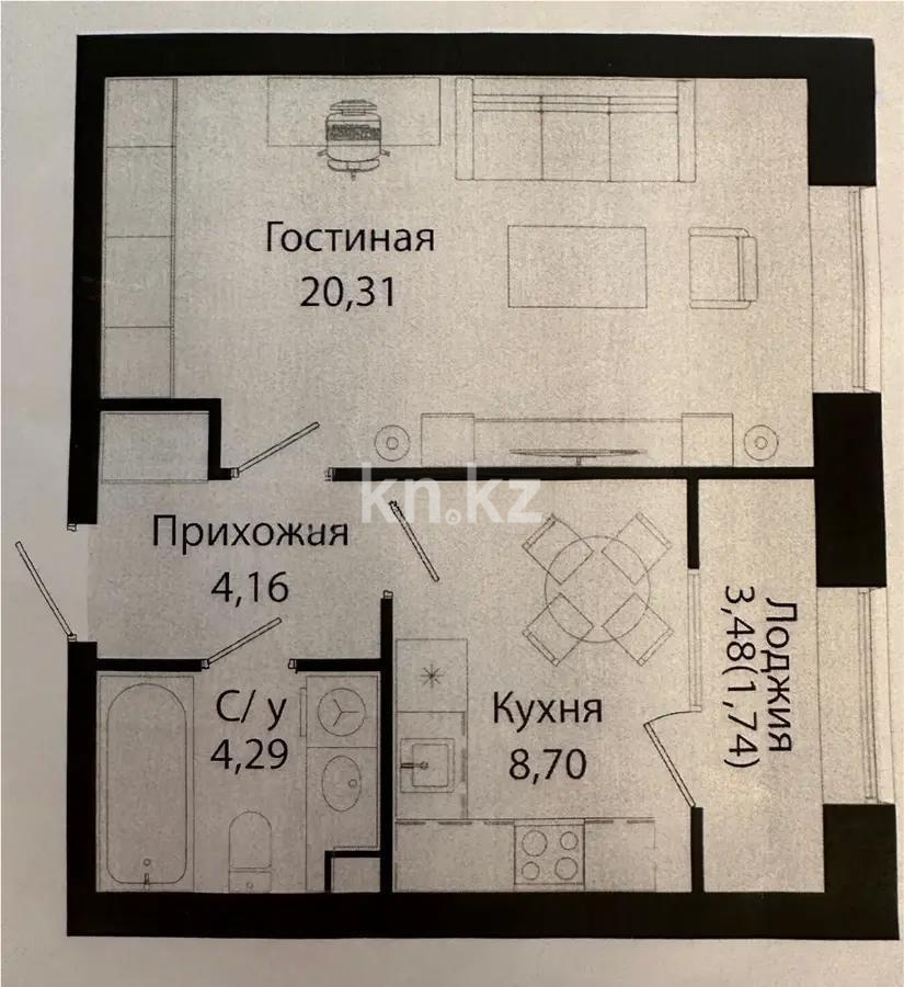 Продажа 1-комнатной квартиры, 39.5 м², ул. Нажимеденова, дом  28 - Продажа квартир в Астане фото 1 из 1