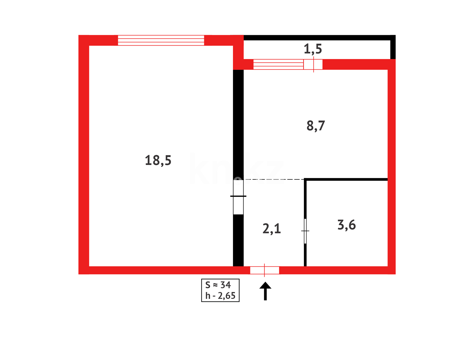 Продажа 1-комнатной квартиры, 34.36 м², ул. Бектурова - Продажа квартир в Казахстане фото 7 из 7