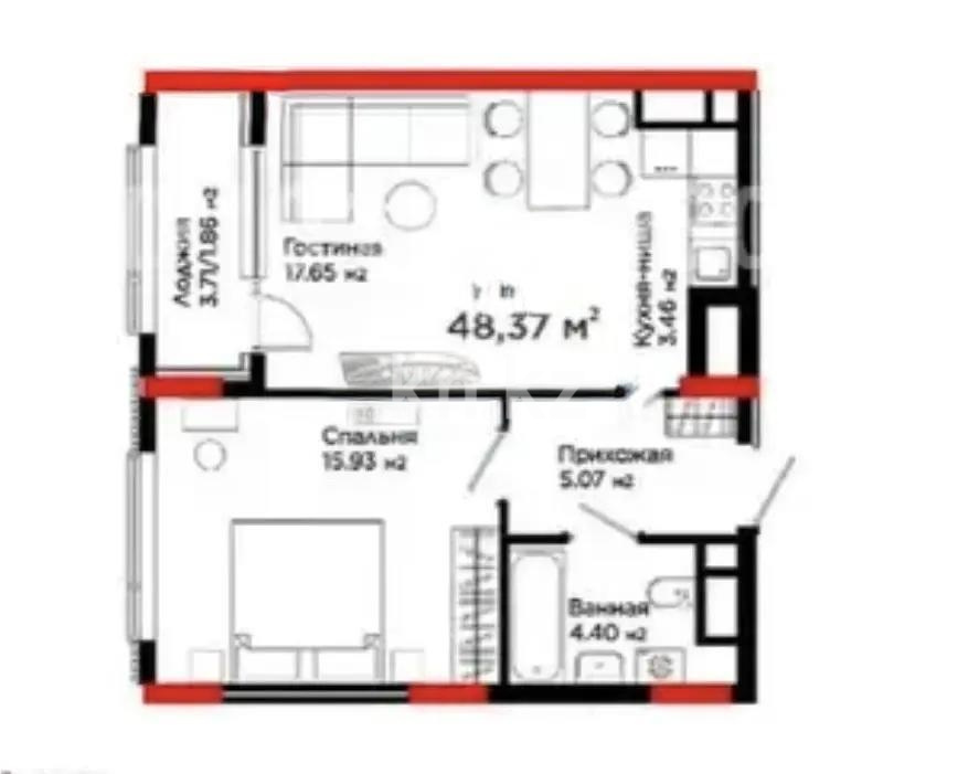 Продажа 2-комнатной квартиры, 48.9 м² - Продажа двухкомнатных квартир в Астане фото 1 из 1