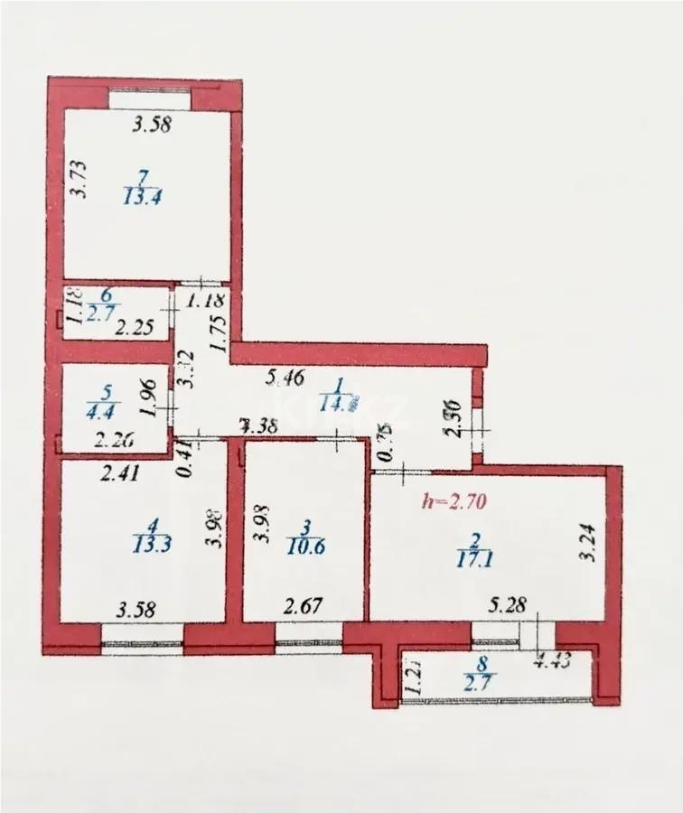 Продажа 3-комнатной квартиры, 78.3 м² в Астане - фото 6