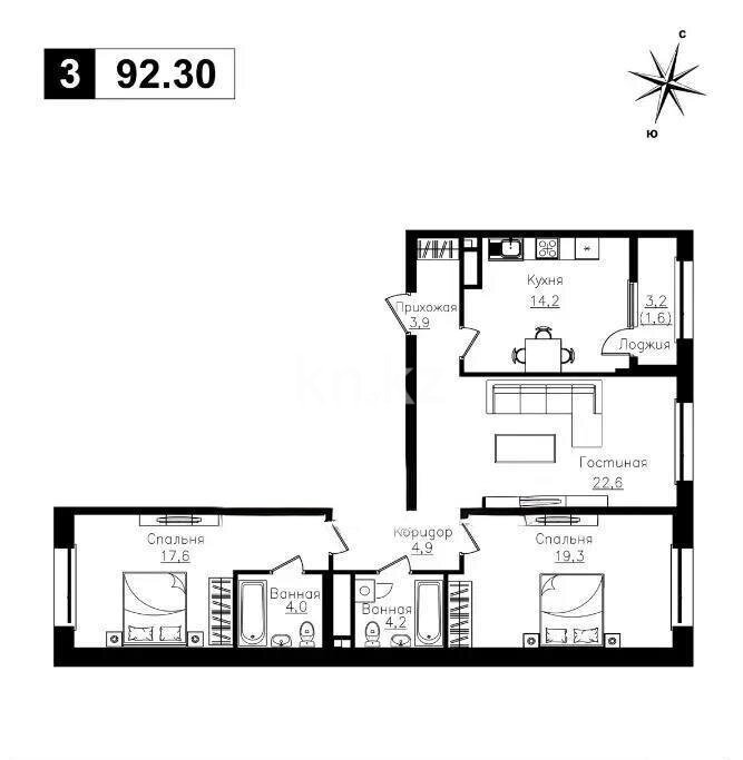 Продажа 3-комнатной квартиры, 94 м² в Алматы