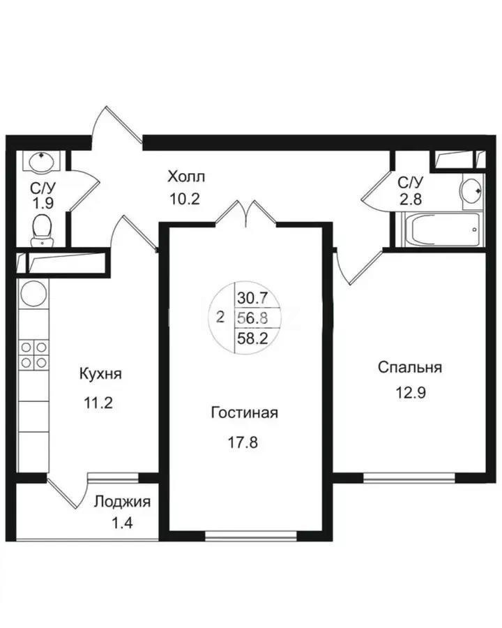 Продажа 2-комнатной квартиры, 58 м², мкр-н Дарабоз, дом  7 в Алматы - фото 6