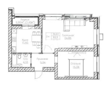 Продажа 2-комнатной квартиры, 64.2 м², ул. Нарикбаева, дом  14 в Астане - фото 4