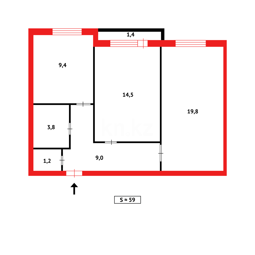 Продажа 2-комнатной квартиры, 62 м², ул. Муканова в Караганде - фото 17