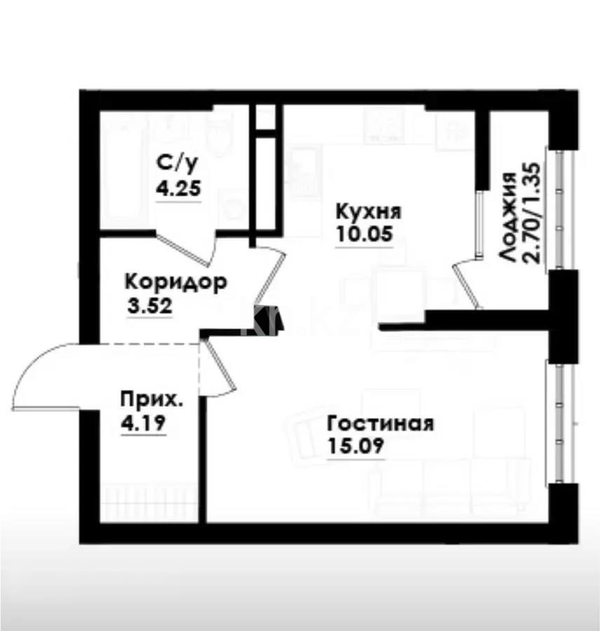 Продажа 1-комнатной квартиры, 38.45 м², ул. Толе би, дом  290/1 - Продажа  однокомнатных квартир в Алматы без посредников с фото фото 1 из 1