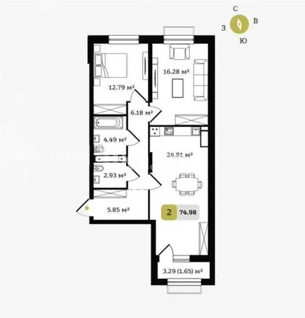 Продажа 3-комнатной квартиры, 75 м² - Продажа квартир в Алматы - страница 3 фото 3 из 3