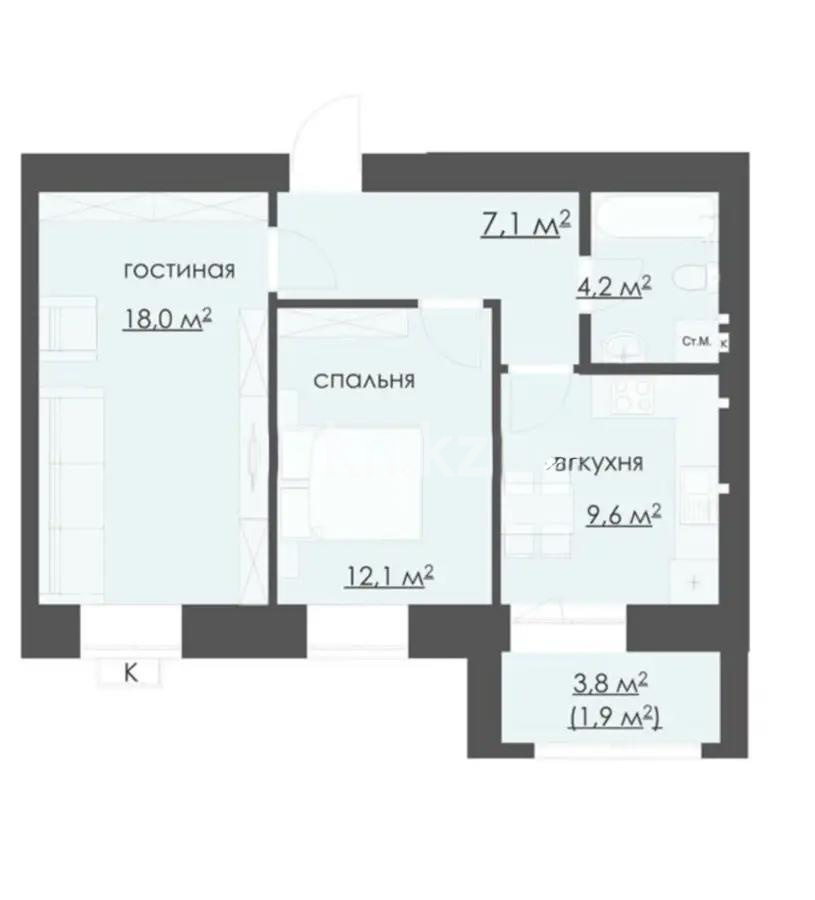 Продажа 2-комнатной квартиры, 55 м², 067 учетный квартал, дом  участок 502 - Продажа квартир в Караганде без посредников с фото фото 1 из 1