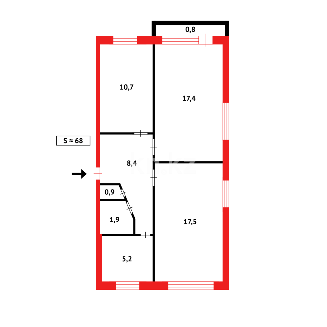 Продажа 3-комнатной квартиры, 65 м², мкр-н 7-й - Продажа  трехкомнатных квартир в Темиртау фото 19 из 19