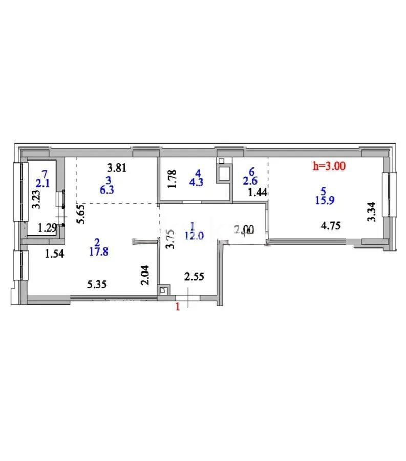 Продажа 3-комнатной квартиры, 61 м², ул. Нажимеденова, дом  54/1 - Продажа  трехкомнатных квартир в Астане без посредников с фото фото 1 из 1