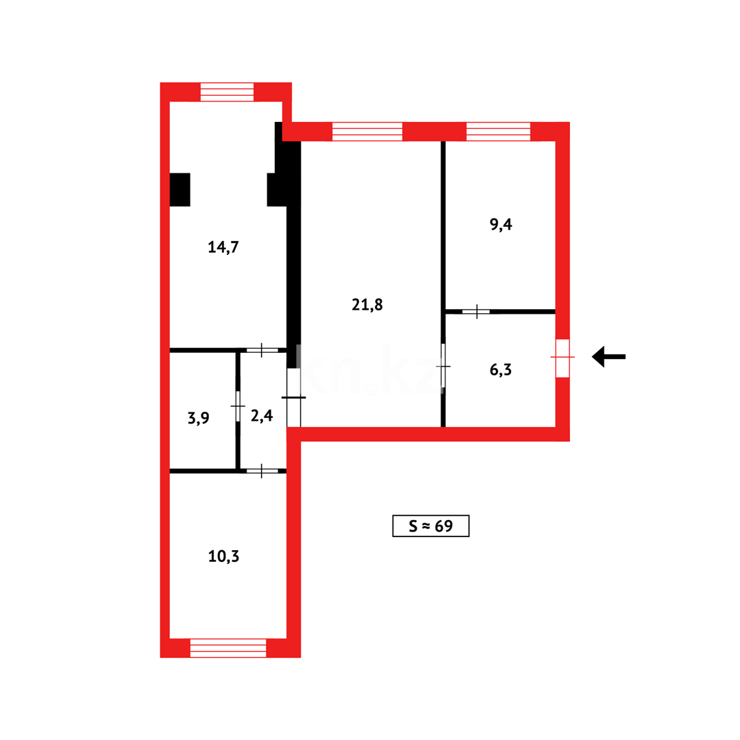 Продажа 3-комнатной квартиры, 68 м² в Караганде - фото 15