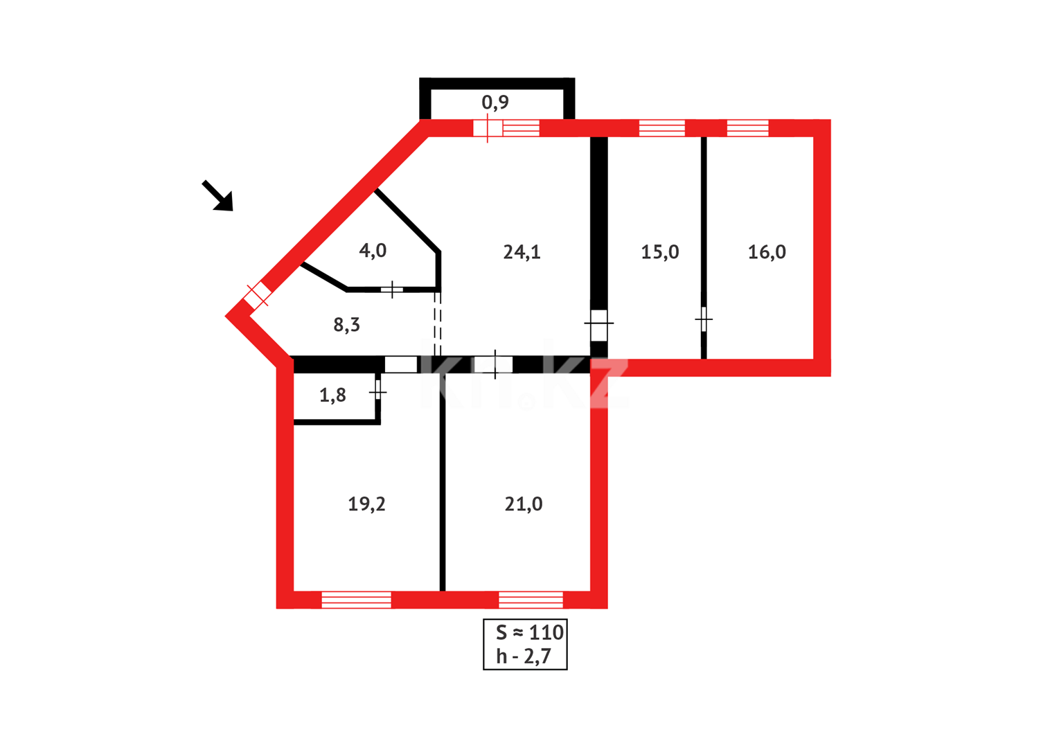 Продажа 4-комнатной квартиры, 110 м², ул. Керей, Жанибек хандар в Астане - фото 13