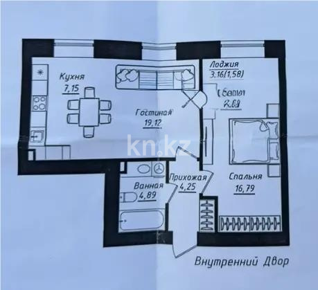 Продажа 2-комнатной квартиры, 54 м² в Астане