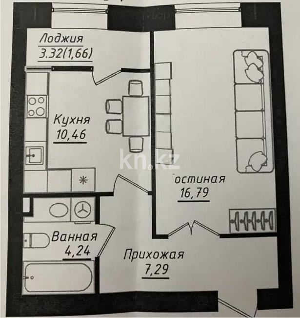 Продажа 1-комнатной квартиры, 40.44 м² - Продажа квартир в Казахстане - страница 28 фото 1 из 1