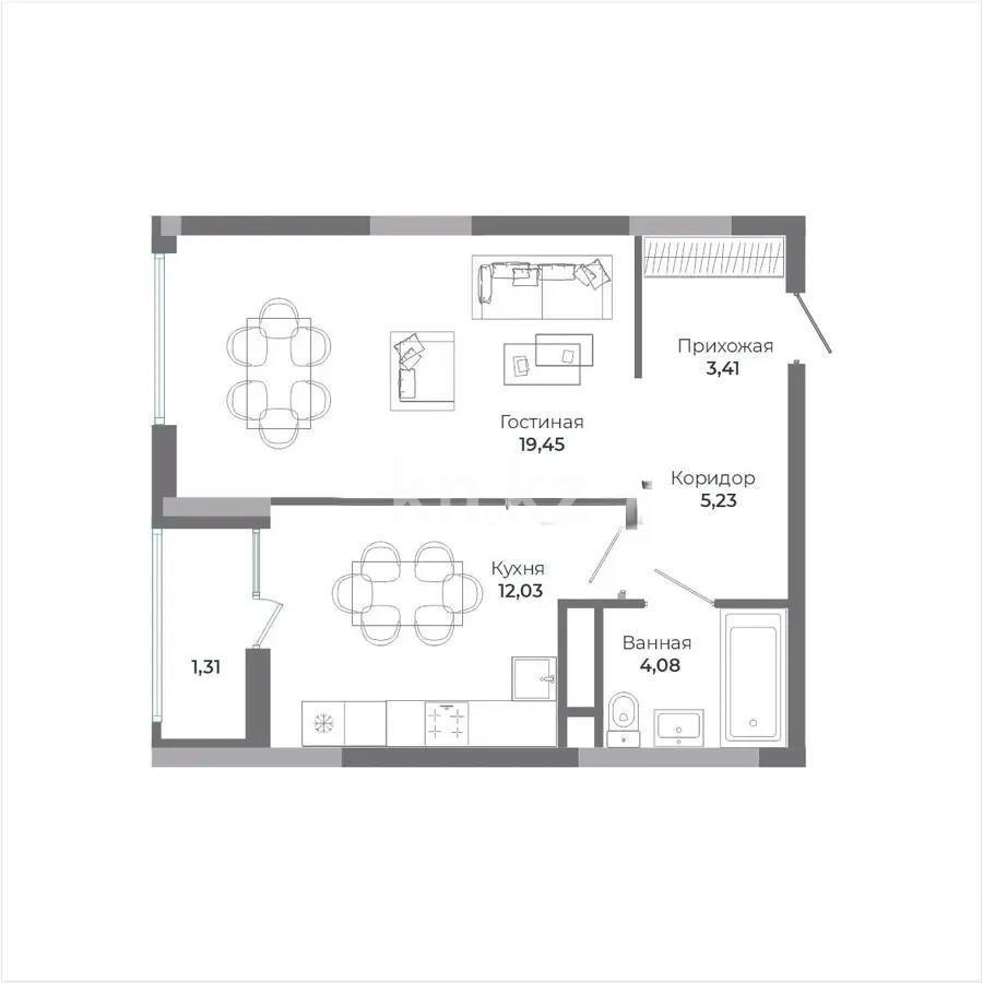 Продажа 1-комнатной квартиры, 45.51 м², ул. Сыганак, дом  4 стр - Продажа  однокомнатных квартир в Астане фото 5 из 5
