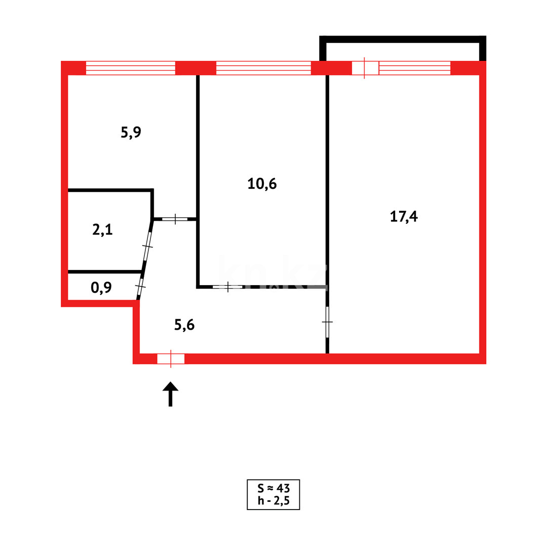 Продажа 2-комнатной квартиры, 42 м², мкр-н 19 - Продажа квартир в Караганде фото 10 из 10