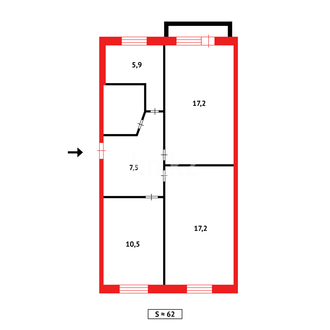 Продажа 3-комнатной квартиры, 62 м² - Продажа трехкомнатных квартир в Караганде фото 15 из 15