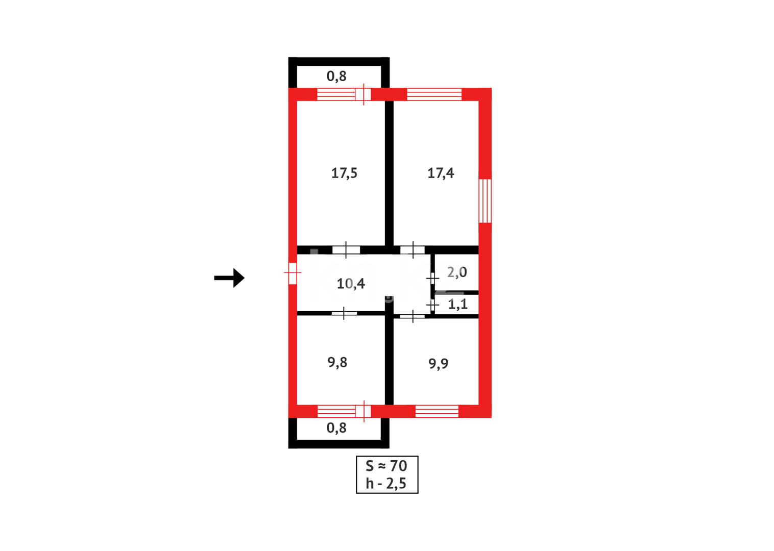 Продажа 3-комнатной квартиры, 69 м², ул. Шерубай батыра - Продажа и аренда недвижимости в Абае фото 10 из 10